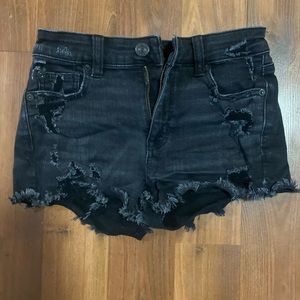 American Eagle Black Distressed Jean Shorts